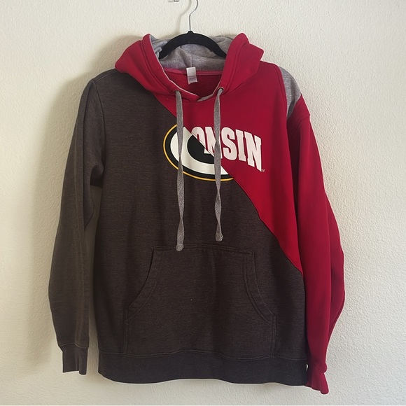 Reworked and upcycled Wisconsin Badgers X Green Bay Packers Mash Up Hoodies - Picture 1 of 10